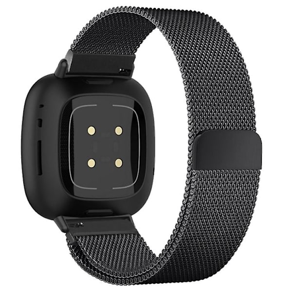 Til Fitbit Versa 4 / Versa 3 20mm Milanese Magnetisk Metal Split Spænde Urrem EUW Black