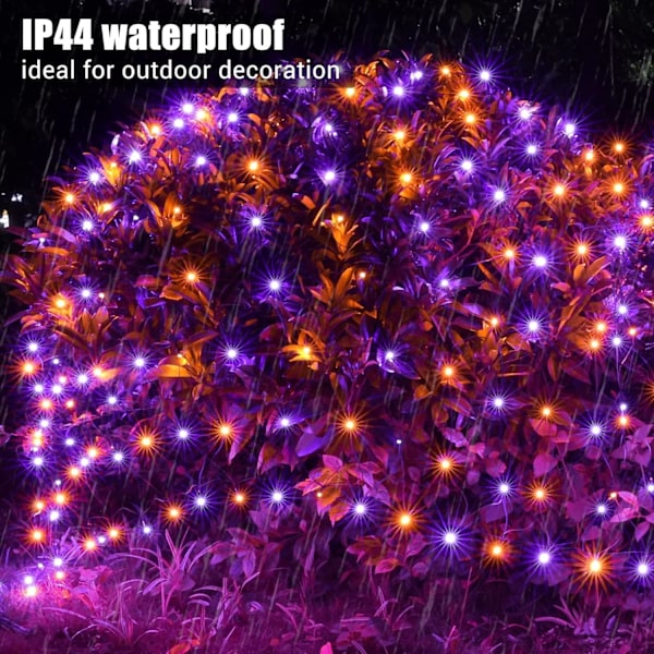 5ft x 5ft Halloween Net Lights Udendørs Mesh Lights, 8 Tilstande Timer Forbindelig Vandtæt Orange Lilla Busk Lights Mesh Netting Lights til Orange