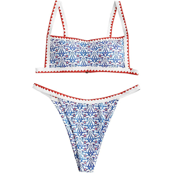 Kvinnors bohemiska baddräkt med remmar och knytband på sidan, trekantformad, cheeky stringbikini