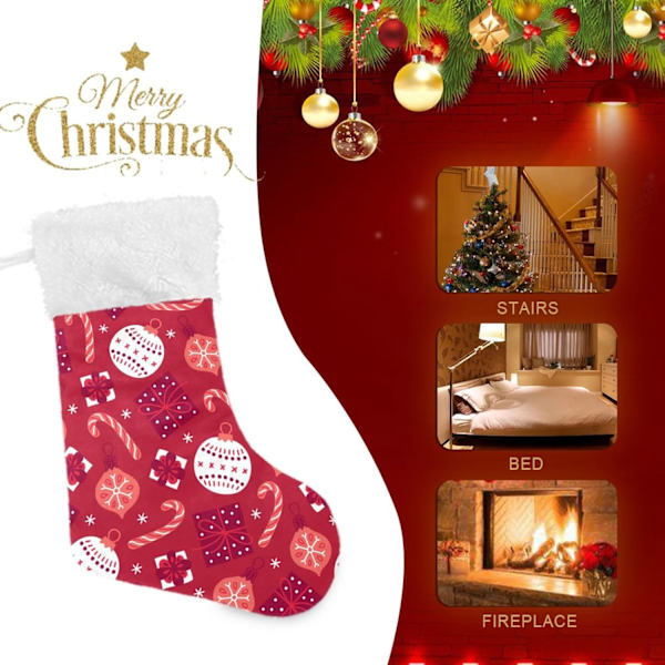 Julklapp, Personliga Julklappsstrumpor 2-pack Jul Röd Presenter 45,7 cm Julstrumpor Hängande Ornament Eldstad för Träddekoration