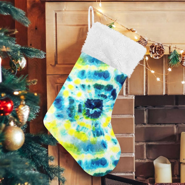 Jule-Strømpe, Personlige Jule-Strømper 2-pak Tie Dye Print 18 Tommer Jule-Strømper Hængende Ornament Pejs til Trædekoration  17.