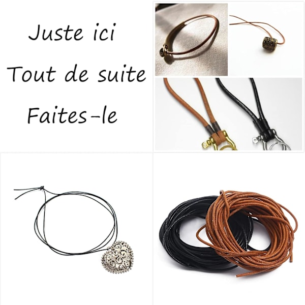 10 m svart och brunt läderrep Halsband och armbandssnöre