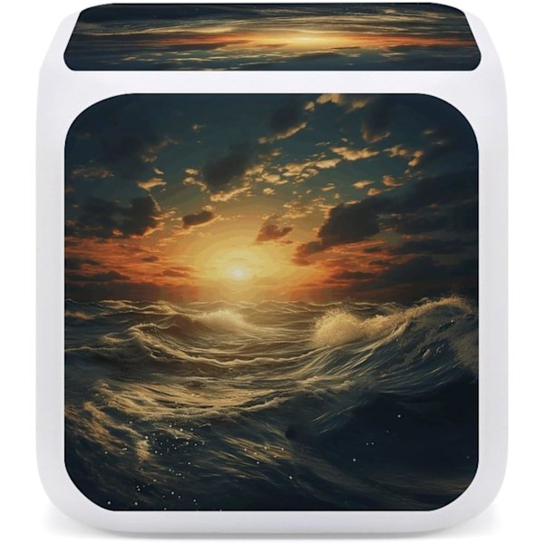 Led-vækkeur, Ocean After Storm Print Digital Alarm Clock Mood Light Alarm Clock Soveværelse Dekor Ur Versatile Alarm Clock Hvid Hvid
