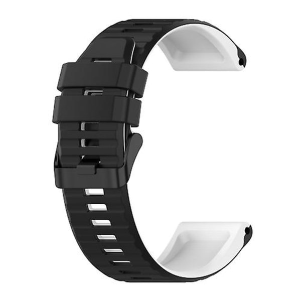 För Garmin Instinct 22mm Silikonblandningsfärg Klockarmband KXL Black-white