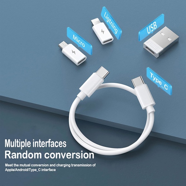 Multi-ladekabeladaptersett. USB C til Micro USB/Lightning/USB A