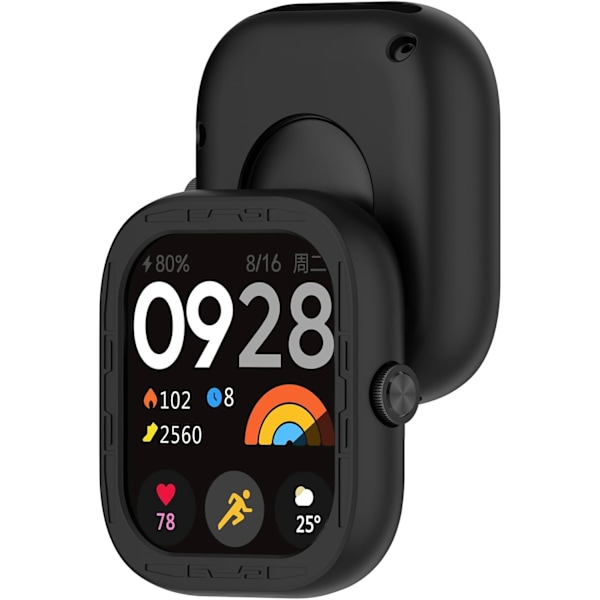Kompatibel med Redmi Watch 4 Beskyttelsesetui - Silikone Beskyttende Urkasse Cover Shell Kompatibel med Redmi Watch 4 (Silikone Sort) Sort