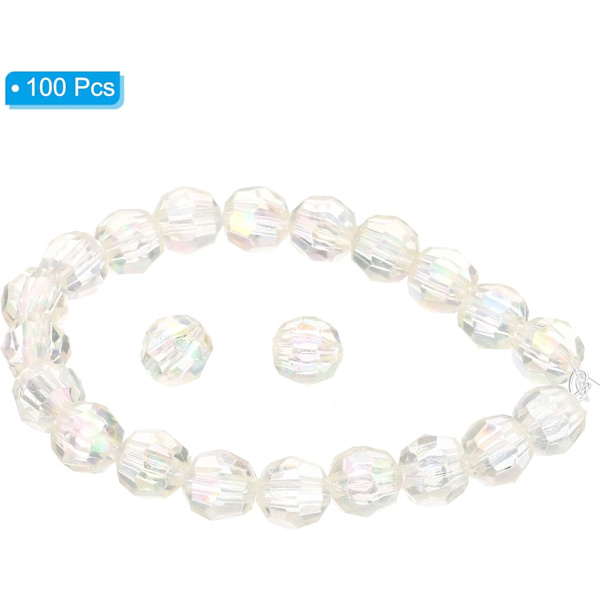 Fasetterade akryl pärlor (100-pack) - 10 mm distanspärlor för DIY-smycken