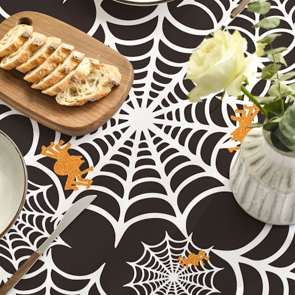 Halloween-duk 60x84 tommer rektangulær, Spier Web Pattern Cobweb Scary Theme Vaskbar Duk for Fest Piknik innendørs ecor Svart 60×8 Svart