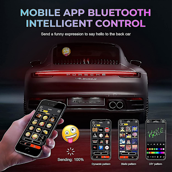 Led-skylt för bil, pixeldisplay, flexibel Led Rgb-display, smartphone-appstyrd display för heminredning, konstskapande, bar, butik