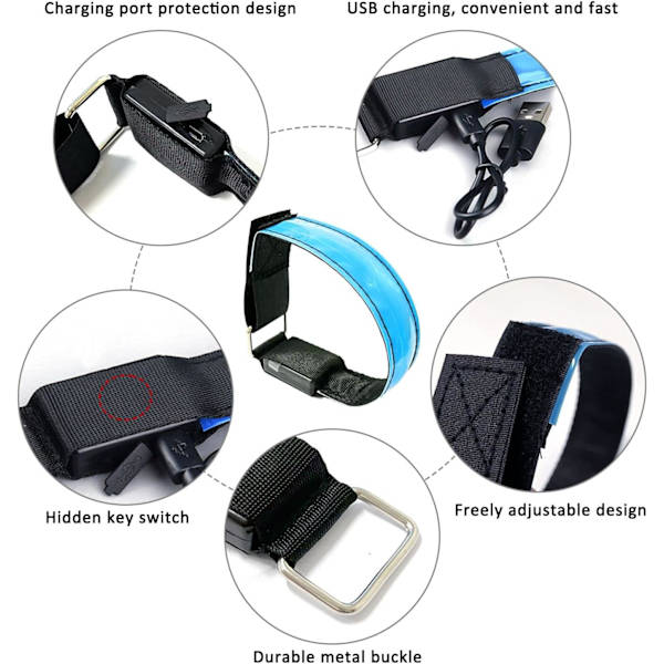 Uppladdningsbara reflekterande armbindlar - LED-armband med hög synlighet