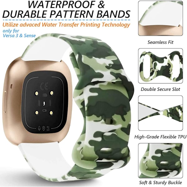 Rem for Fitbit Versa 3/4/Sense - Myk silikonmønstret erstatningsrem
