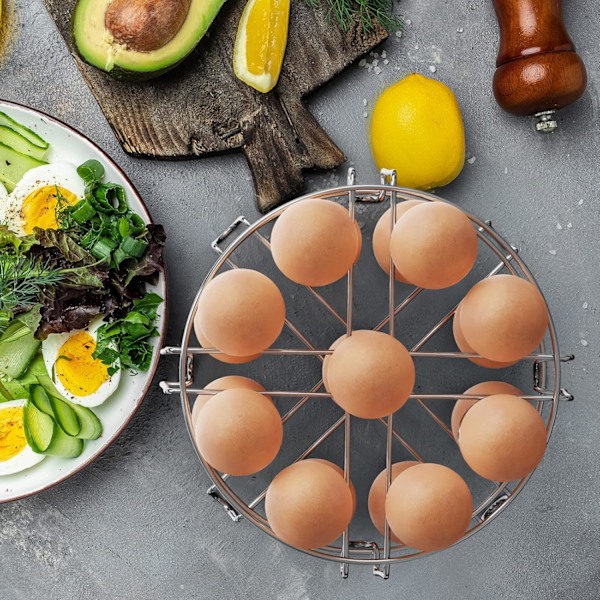 Eggdamperstativ i rustfritt stål - Stabelbart underlag for 6/8 Quart trykkoker, koker 18 egg, Instant Pot-tilbehør (2 pakker)
