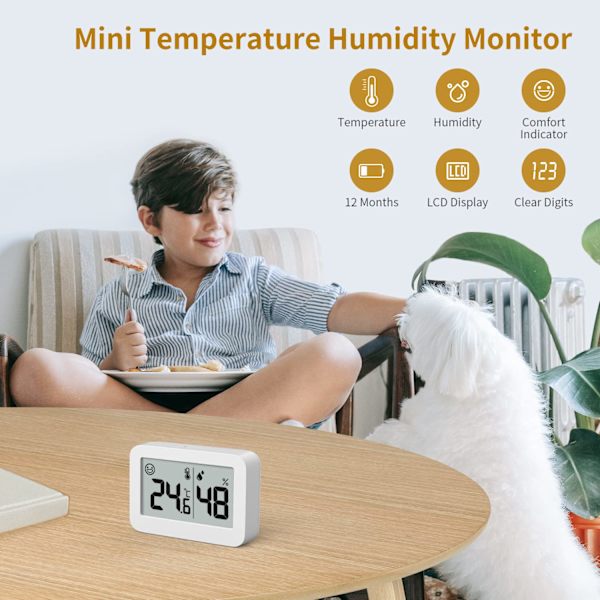 2-pak Mini Hygrometer Indendørs Termometer - Digital Fugtighedsmåler