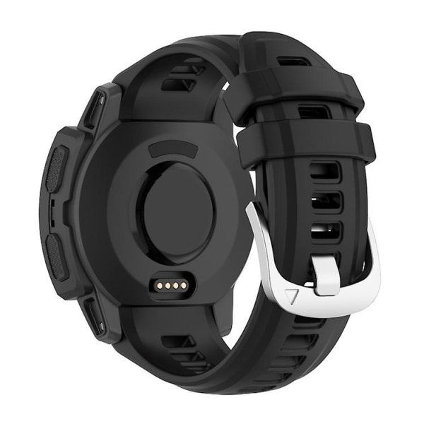 För Garmin Instinct 2s Silikon Rostfritt Stål Spänne Klockarmband FGU Black