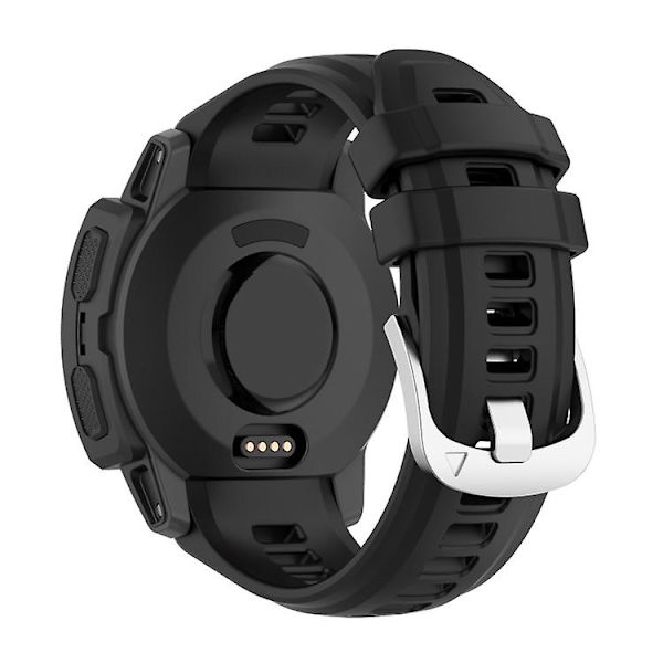 Til Garmin Instinct 2s Silikone Rustfrit Stål Spænde Urrem FGU Black