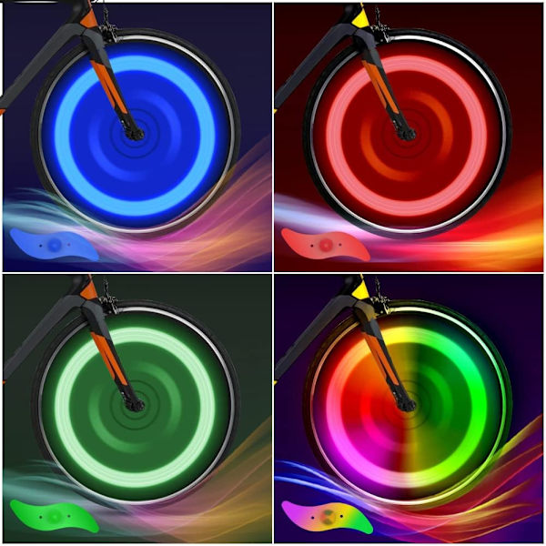 4-pakke LED Neon sykkel eike lys - Vanntett blinkende hjul lys