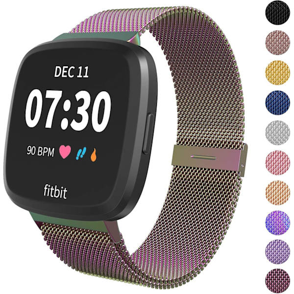 Metal Justerbar Udskiftnings Rem Armbånd Magnetiske Remme Kompatibel Med Fitbit Versa/versa 2/versa Lite/se, Multi-farve Colorful Large