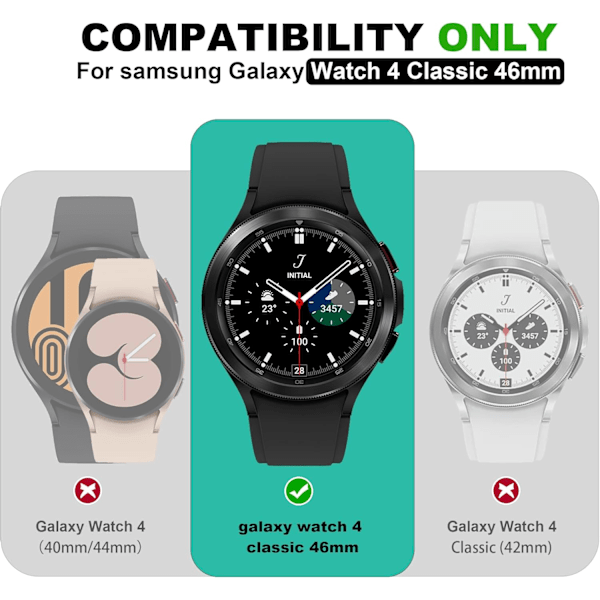 Etui kompatibel med Galaxy Watch 4 Classic 46mm (2021), ikke til Galaxy Watch 46mm i 2018-versionen Sort 46mm Sort 46mm