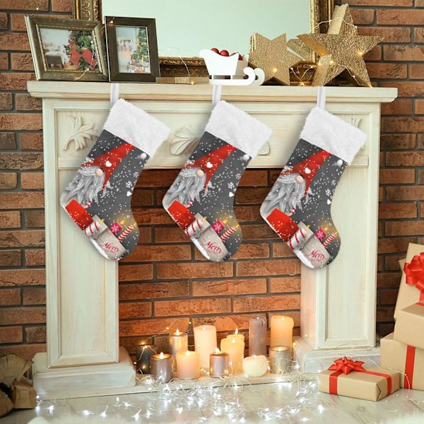 Julklapp, personliga julklappsstrumpor 2-pack Jultomte 45,7 cm Julstrumpor Hängande Ornament Eldstad för träddekoration