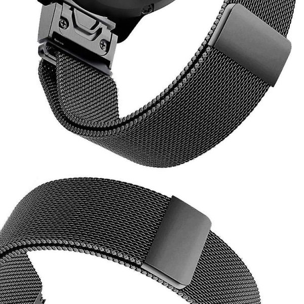 For Garmin Fenix 5s Milan Metal Rustfritt Stål Metall Rem Black