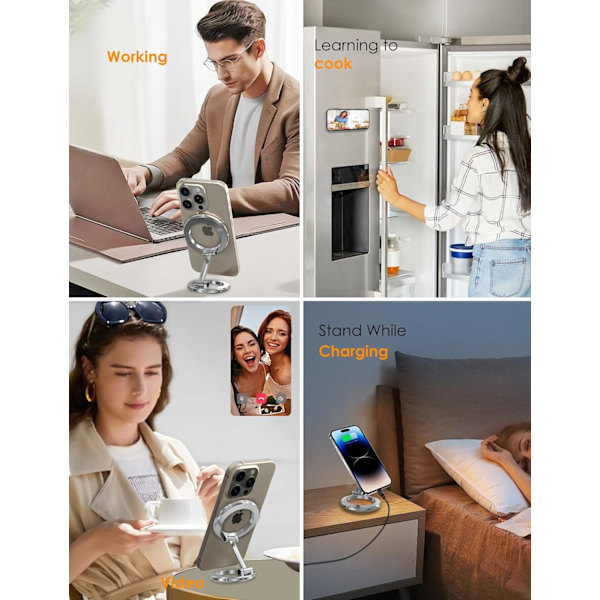 Magneettinen puhelinteline, yhteensopiva MagSafe-puhelintelineen kanssa pöydälle, monitoiminen kokoontaitettava, kaksipuolinen magneettinen puhelinteline, iPhonelle