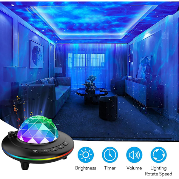 Stjerneprojektor. Galaxy projektorlys. Ocean Wave Led