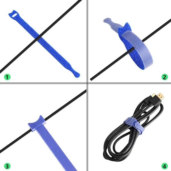 30 stk. kabelstrop, genanvendelige kabelbindere, justerbare fastgørelsesstropper, ledningsstrop, 8 tommer (multifarvet)