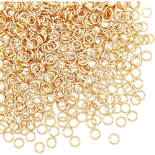Omtrent 500 stk 4mm gullfargede åpne hoppringer, 304 rustfritt stål splittringer ekte 18K gullbelagte koblingsringer