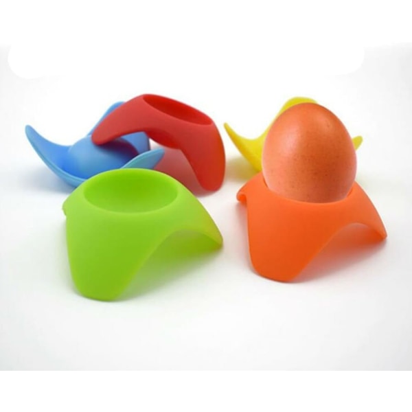 4 stk silikon eggkopper, søte fargerike eggkopper for hardkokte egg