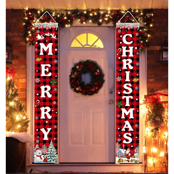 Juldekorationer God Jul Banner Xmas Veranda Dörrskylt Välkommen