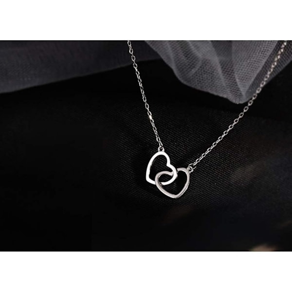 Interlock Heart Pendant Halskjede: Sterling Sølv Kjærlighet Choker for Kvinner og Tenåringsjenter