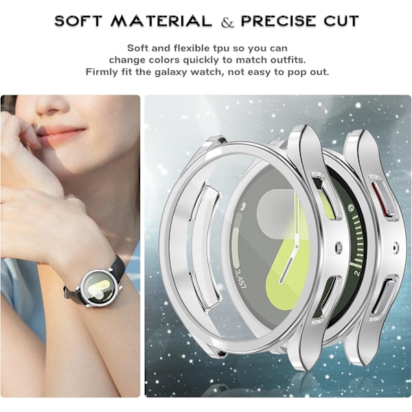 6-pakning Deksel Kompatibel med Galaxy Watch 7 40mm Deksel Skjermbeskytter Myk TPU Frontdeksel Full Beskyttende Støtfanger for Watch 7 Remmer Tilbehør (40mm,