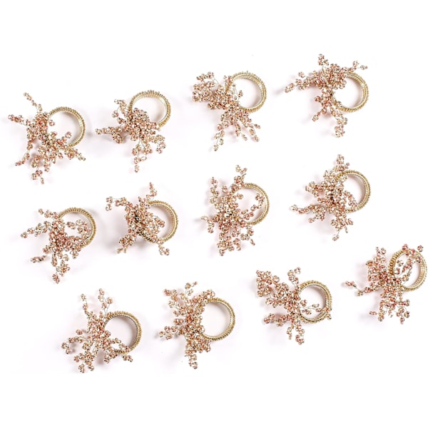 Dekorative perlenapkinring i metall - sett med 12 - blomsterserviett-napkinringer