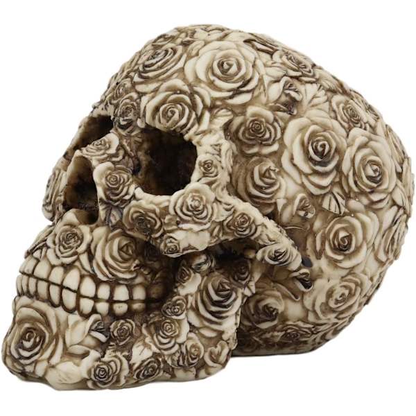 Ebros Day of The Dead Tooled Ornate Floral Skull Figurine DOD Rose Sugar Skulls Statue As Cranium Skeleton Head     Ossuary Macabre Altar Decor