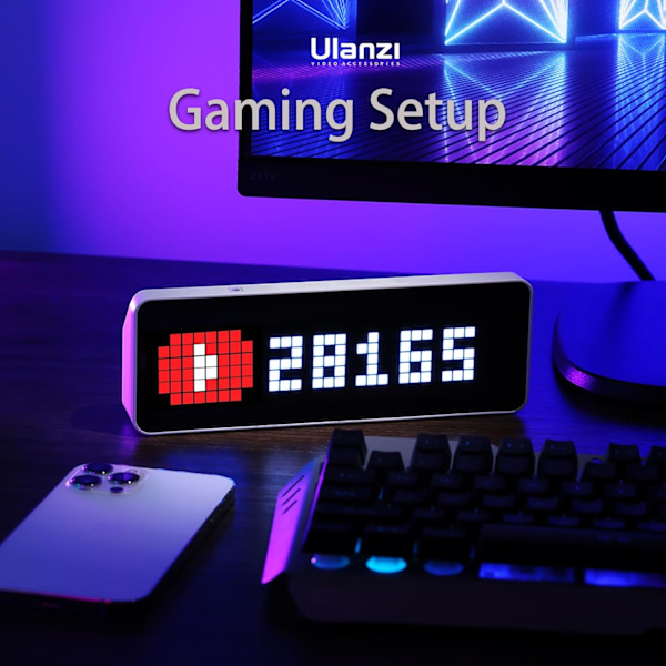 TC001 Smart Pixel-ur - Tæller til sociale medier - Digitalt vækkeur med vejr - Awtrix-simulator - Retro Pixel Art-resultattavle Pomodoro-ur