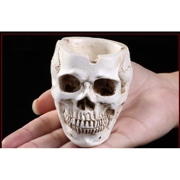 Harpiks Menneske Kranie Askebæger Hjem Ornamenter til Uhyggelige Halloween Dekorationer, Dekorative Kranier, Skeletter Figurer til Bar Tilbehør, Rygerum