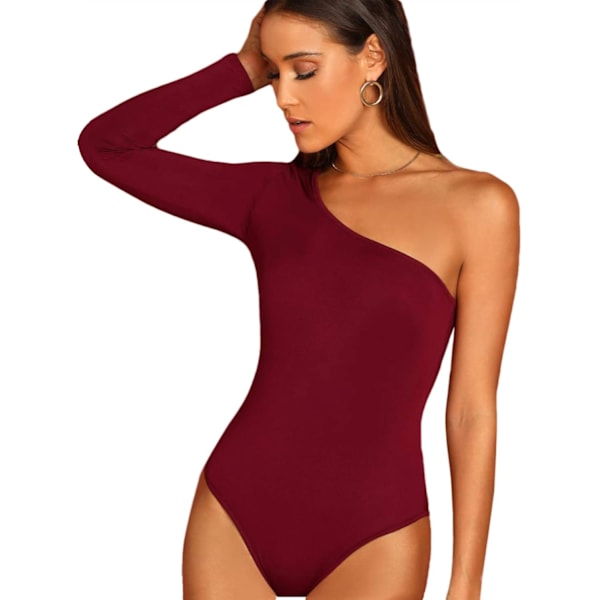 Dame One Shoulder Langærmet Stretch Bodysuit Jumpsuit