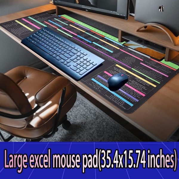 Excel-snarveier jukselapp, tastatursnarvei, over 150 Excel-snarveier, sklisikker musematte, stor Excel-snarvei musematte (35,4x15,74 tommer).