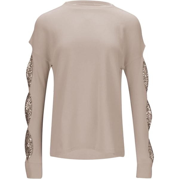 Paljetter Rosett Crewneck Tröjor Elegant Pullover Blusar för Kvinnor