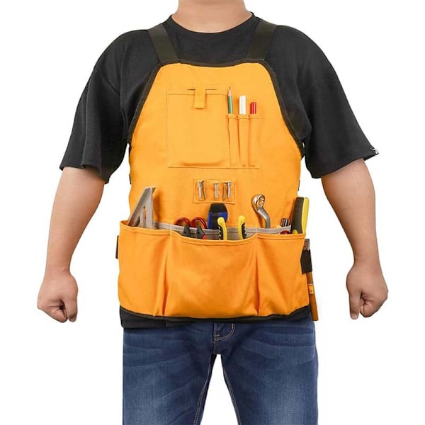 Verktygsförkläde för Män och Kvinnor, Torso-längd med 21 Verktygsfickor, Slitstarkt Canvasförkläde, DIY-entusiast (Orange)