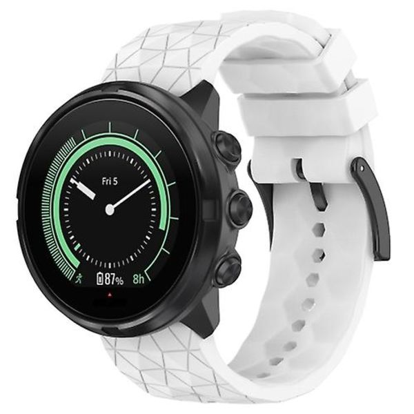 For Suunto 7 24mm Fodboldmønster Silikone Solid Color Watch Band BEZ White