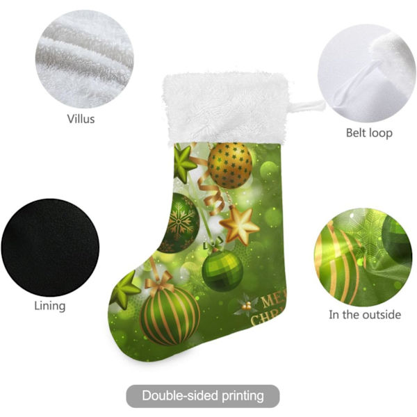 Julklapp, Personliga Julklappsstrumpor 2-pack Jul Snöflinga Boll Grön 18 tum Julstrumpor Hängande Ornament Kamin