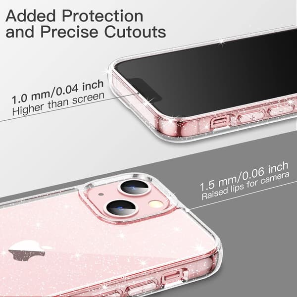 Glitterdeksel til iPhone 13 6,1 tommer, Bling Glitrende Støtsikkert Telefondeksel, Søtt Glitrende Deksel for Kvinner og Jenter