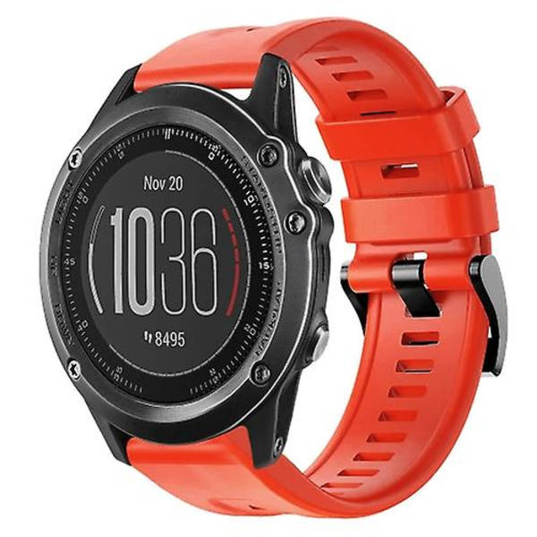 Til Garmin Fenix 3 Sapphire Metal Spænde Solid Color Silikonurrem QEB Red