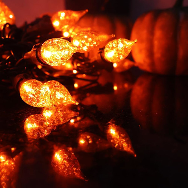Orange Halloween ljusslinga 19ft, 70 LED C5 julbelysning för inomhus- och utomhusbruk, ETL-certifierad perfekt för Halloween, Thanksgiving,