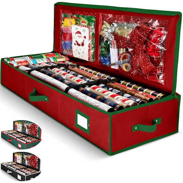 Premium arrangør, oppbevaringspose for juleinnpakningspapir m/anvendelig
