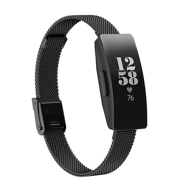 För Fitbit Inspire / Inspire Hr / Ace 2 Dubbel Försäkringsspänne Milanese Klockarmband UIK Black