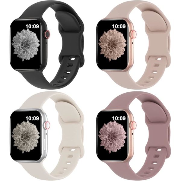 4-pak silikonbånd som er kompatible med Apple Watch -bånd 38 mm 40 mm 41 mm