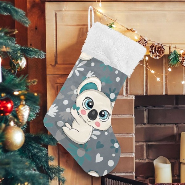 Julklapp, personliga julklappsstrumpor 2-pack Koala Skog Söta Djur 45,7 cm Julstrumpor Hängande Ornament Eldstad för Träd