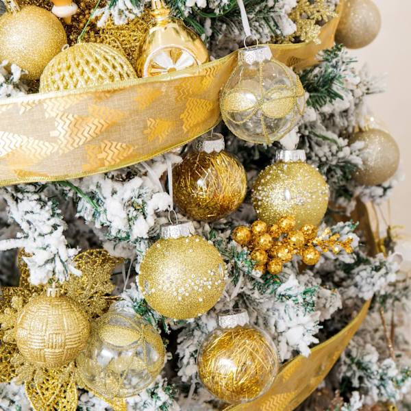 Julgranskulor Set - 70mm/2.76\" Guld Stora Oskadliga Glitter